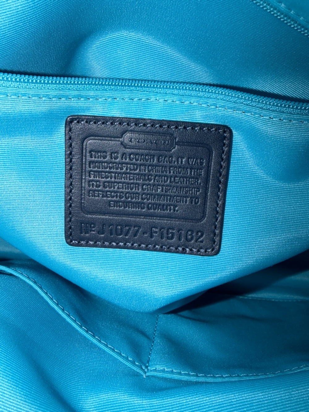 Coach Multicolor Logo Satchel with Black Patent Trim and Teal Stripes W Pouch - Picture 7 of 9